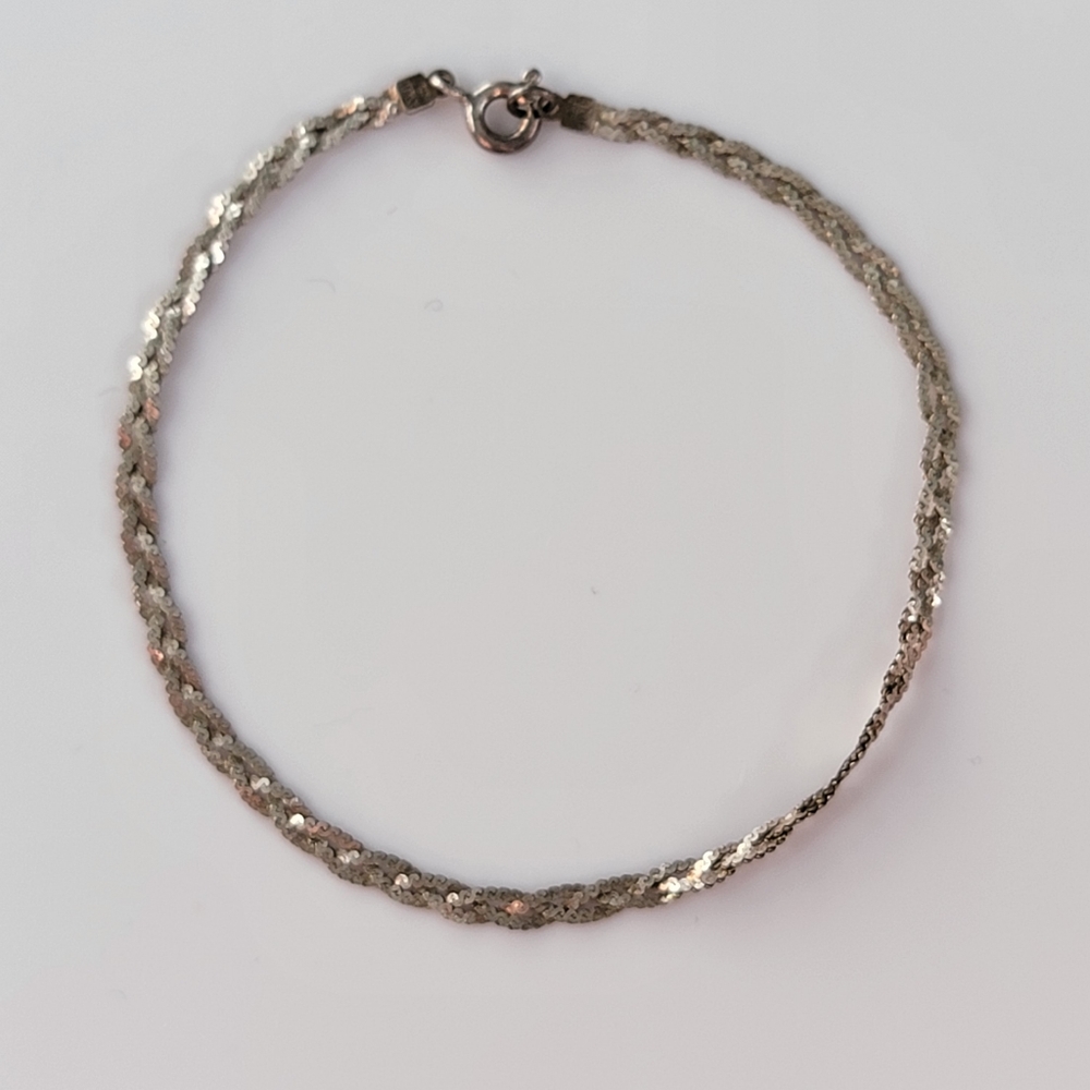 VINTAGE~italian~BRAIDED STERLING SILVER BRACELET
